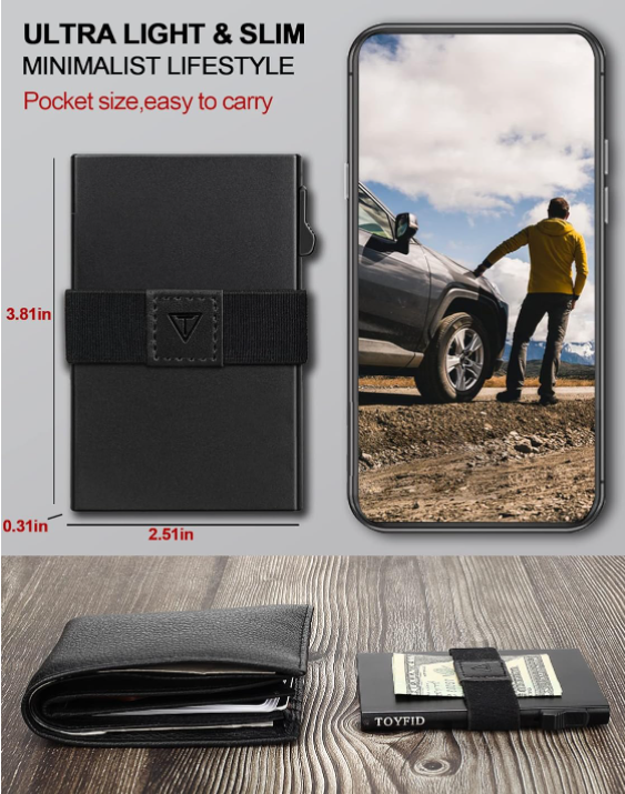 Personalized Aluminum Card Holder with Money Pocket