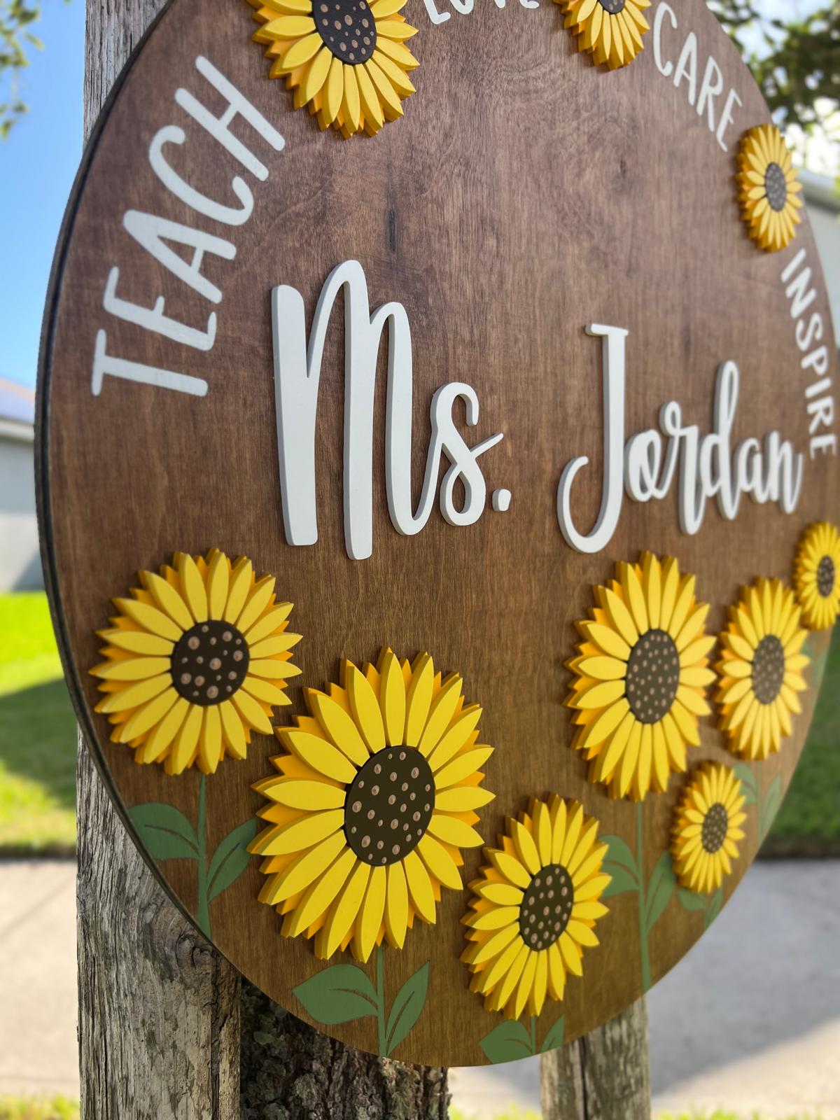 Teacher Sunflower Classroom Door Sign