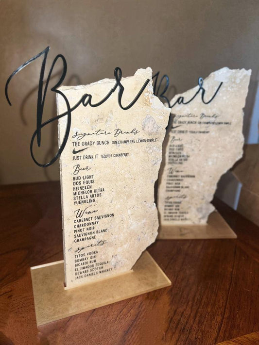 Travertine Stone Bar Sign